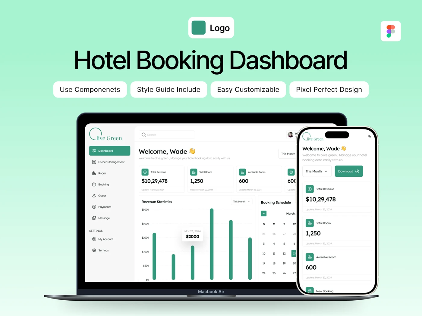Hotel Booking Management Dashboard UI